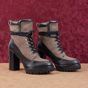 Veronica Beard Women Hasia Moto Biker Boots Black Brown Leather Size 11